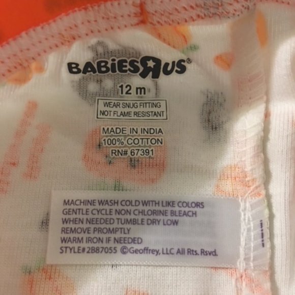 BABIES R US Happy Halloween Two-Piece Unisex Pajama Set Size 12-Months NWOT - Picture 4 of 11